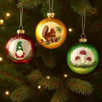 Ceruzo Glazen Kerstballen – Set van 12 – Transparant 8 cm – Traditional - 8cm