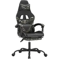 vidaXL gamestoel draaibaar met voetensteun kunstleer zwart&camouflage