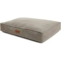 By Cee Cee Orthopedisch Hondenkussen - Hondenmand Met Wasbare Hoes- Geschikt Als Benchkussen & Hondenbed XXL - Foam Flakes Vulling - Ribstof Mokka Taupe - 120x80x18cm - Arlo