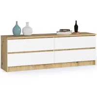 Akord Ladekast K160 met 4 Lades / Furniture Factory / Artisan Eik - Wit / 160 x 55 x 40 cm