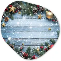 MuchoWow Organische wanddecoratie 90x90 cm - Organisch schilderij Kerstomlijsting - Sneeuw - Meerkleurig - Muurdecoratie woonkamer - Kamer decoratie - Schilderijen - Muurcirkel aesthetic