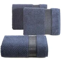 Eurofirany Luxe Milan Handdoek 30x50 cm - Navy Blauw met Glanzende Borduursel