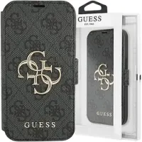 GUESS Bookcase hoesje - Guess - Effen Grijs - Kunstleer geschikt voor iPhone 13 Pro Max