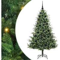 vidaXL Kunstmatige Voorverlichte Kerstboom met Ballenset Groen 180 cm
