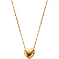 Lucardi Dames Ketting hanger hart - 14 karaat goud - Ketting - Cadeau - 42 cm - Geelgoud