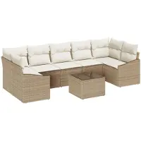 vidaXL Bankstel 8 st Beige en Crème poly rattan
