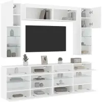 vidaXL 6-delige Tv-wandmeubelset met LED-verlichting wit