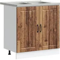 vidaXL Waskompkast Lucca 2 st Oudhout Bewerkt hout