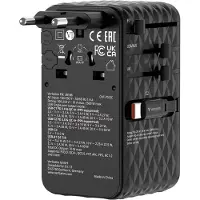 Verbatim Charge 'n' Travel 70W GaN III universele reisadapter met 2 intrekbare USB-C-kabels, 1 x USB-C, 1 x USB-A-poorten Zwart