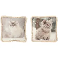 Hortus Kussen kat polyester grijs/wit s 40x40x15 cm 1 stuk Jolipa