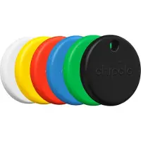 Chipolo POP - Bluetooth Tracker & KeyFinder - Werkt met Apple Find My & Android Find My Device - Tracker Apple iPhone & Android - 120 dB - Zwart & Wit & Rood & Blauw & Geel & Groen - 6 Pack