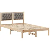 vidaXL Bedframe met hoofdeinde Taupe 120 x 190 cm Massief grenenhout