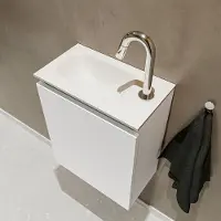 Mondiaz Ture 40cm toiletmeubel talc met wastafel talc links 1 kraangat