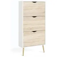 Bigbuy Schoenenkast - Wit/Eiken - 12 paar - Uitlopende massief houten voet - 70,2 x 23,9 x 138,9 cm