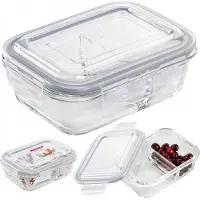 Florina Glazen Lunchbox Dubbel 600ml Hermetisch met 2 compartimenten
