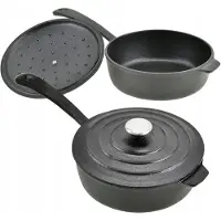 Krisberg Zware Gietijzeren Koekenpan met Deksel 24cm 2.6L Oven & Inductie