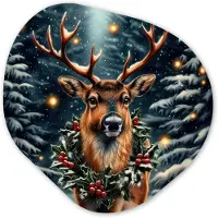 MuchoWow Organische wanddecoratie 90x90 cm - Organisch schilderij Kerst - Magie - Bos - Kleurrijk - Muurdecoratie woonkamer - Kamer decoratie - Schilderijen - Muurcirkel aesthetic