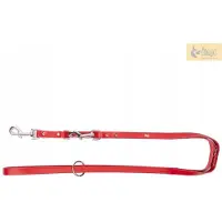 Dingo Verstelbare Leren Hondenriem 1,5 x 200 cm - Rood