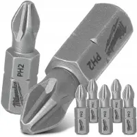 Milwaukee 5x PH2 Bits 25mm Magnetisch - Duurzame S2 Staal