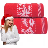 Greno Kerstbadhanddoek 70x125 cm - Zacht Katoen, Rood