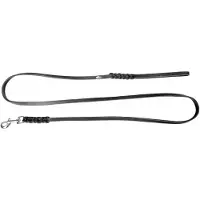 Dingo Zacht Leren Gevlochten Hondenhalsband 1.2x180cm Zwart