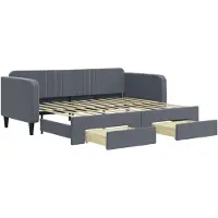 vidaXL Dagbed met uittrekbaar bed en lades, donkergrijs, 90x200 cm, fluweel