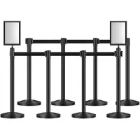 Vevor Crowd Control Barrier-palen (8 stuks) met 8 intrekbare banden en 2 bordhouders