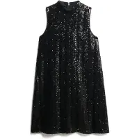 Superdry Dames Zwart paillettenjurkje (L), Casual, Feest, Klassiek, Polyester, Mouwloos / spaghettibandjes W8012035A
