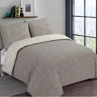 Vision Home VISION Hugo - Tweezijdig omkeerbaar Dekbedovertrekset - 100% katoen: zacht en soepel - Tweepersoons - Dekbedovertrek 200 x 200 cm met 2 bijhorende slopen - Beige - Oekotex gecertificeerd