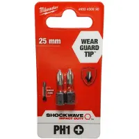 Milwaukee Shockwave PH1 25mm Bitschroefbit 2 stuks