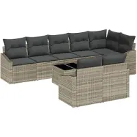 vidaXL Tuinbank Set 9 st Lichtgrijs poly rattan