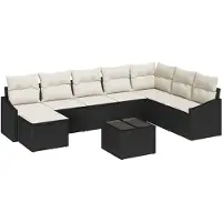 vidaXL Tuinbank Set 8 st Bruin en Crème poly rattan