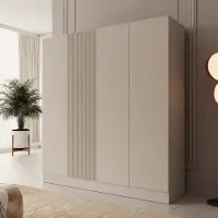 Meubella - Capri - Kledingkast 4-deurs - Beige - 205x55x220 cm