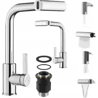 Invena Keukenmengkraan met Uittrekbare Sproeikop - 4 Functies, Chroom