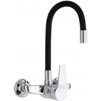 Yoka Home Wandkraan Keuken Zwart Flexibele Uitloop 50cm | ELFO