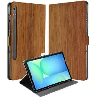 B2Ctelecom Samsung Galaxy Tab S10 FE | Tab S9 FE Book Case Hoesje met Standaard Donker Hout