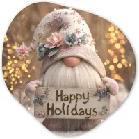MuchoWow Organische wanddecoratie 40x40 cm - Organisch schilderij Kerst - Gnome - Bord - Kleurrijk - Muurdecoratie woonkamer - Kamer decoratie - Schilderijen - Muurcirkel aesthetic