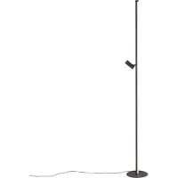 QAZQA Design vloerlamp zwart met leeslamp incl. LED met touchdimmer - Throttle
