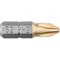Neo Tools 2x PH2 Schroefbits 25mm S2 TiN 1/4" HEX