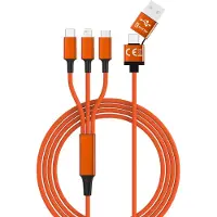 Smrter SMRTER_HYDRA_ULT_OR USB-laadkabel USB 2.0 Apple Lightning stekker, USB-A stekker, USB-C stekker, USB-micro-B stekker 1.20 m Oranje Met OTG-functie,