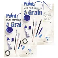 Clairefontaine Paint’ON À Grain Blokken – Set van 2 Stuks – A3 – 250 g/m² – Multi-Techniques Papier voor Diverse Materialen