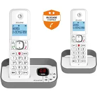 Alcatel Téléphone sans fil Classic F860 Voice Duo avec répondeur Blanc Gris