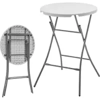 Floordirekt Klaptafel Nagano - Ronde Witte Opvouwbare Tuintafel - 80 cm Diameter