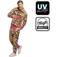 Boland - Trainingspak Street art dude UV (S) - Volwassenen - - 80s - 90s - foute party - grappig - retro trainingspak - neon