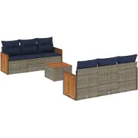 vidaXL 7-delige loungeset voor buiten, met kussens, grijs, kunststof riet