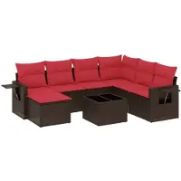 vidaXL 8-delige tuinbankset met kussens, bruin polyrotan