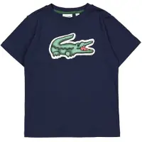 Lacoste Kids T-shirt donkerblauw Jongens Katoen Ronde hals Logo - maat 140