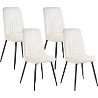 Beliani KIRBY - Eetkamerstoel set van 4 - Off-white - Fluweel