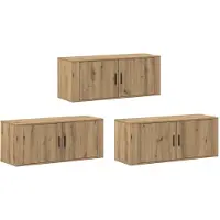 vidaXL Wandmeubelset voor TV, 3 stuks, Artisan-eikenhout fineer