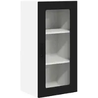 vidaXL Wandglas Kasten LUCCA Zwart 40 x 31 x 80 cm Bewerkt hout